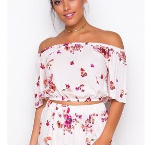 Floral off the shoulder crop top